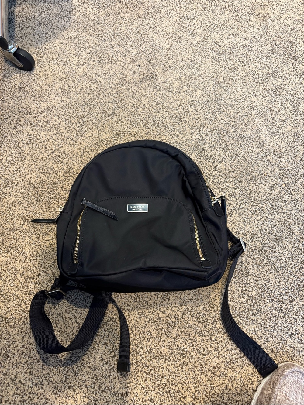 kate spade Black Nylon Mini Backpack with Gold Zippers